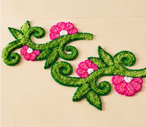 Vine Border with Blossoms — Ashwa Handicraft Floral Rangoli Mat Designs